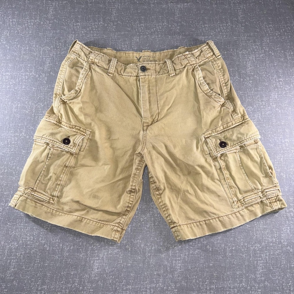 American Eagle Outfitters Mens 38 Beige Cargo Shorts 11 Inseam Cotton Canvas